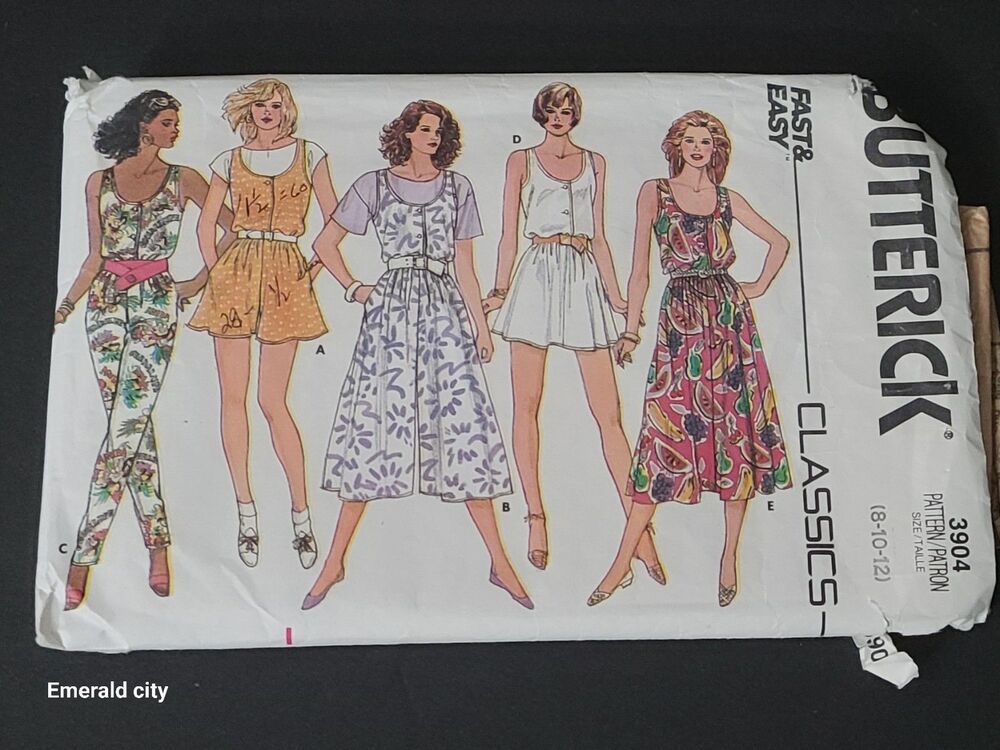 Vtg Butterick Pattern #3904 Pattern Size Fast and Easy Classic Un Cut 8-10-12